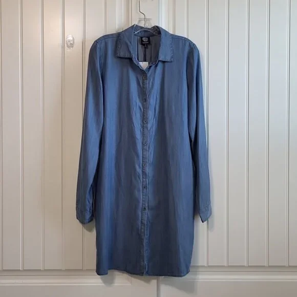 Bobeau Lace-Up Chambray Shirt Dress - Picture 6 of 14